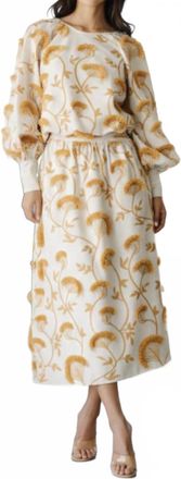 Ciebon Lenny Embroidered Bubble Hem Top In Beige