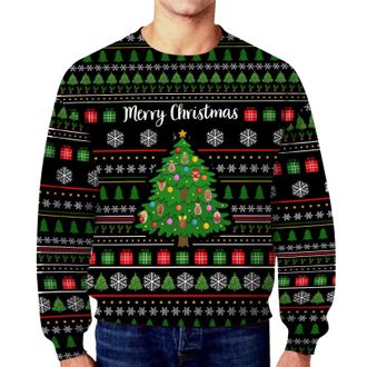 Generic Mens Autumn Winter Casual Hoodless Sweater Christmas Funny Dirty Design Long Sleeve Crewneck Pullover Top for Daily Wear and Festive Holiday Season Co
