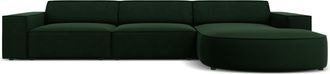 BLOOMINGLOFT 4-Sitzer Design Ecksofa Jodie mit abgerundeter Chaiselongue rechts - Samtbezug