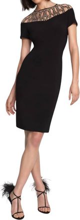 Joseph Ribkoff Detailed Neck Elegant Dress In Black