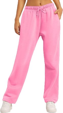 Generic Womens Wide Leg Sweatpants Fleece Lined Joggers Thermal Warm Trousers Straight Leg Jogger Pants High Waisted Sport Yoga Pants Ladies Tracksuit Bottoms