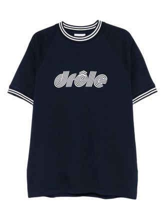 Drôle de Monsieur striped-trim raglan-sleeve T-shirt - men - Cotton - M - Blue