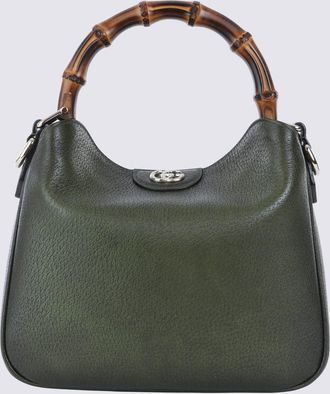 Gucci Green Leather Diana Medium Top Handle Bag