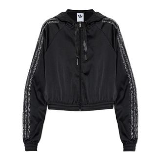 adidas Originals Adidas Originals, Zip-throughs, female, Black, Size: 2XS Pearl Cropped Zip-Up Hoodie