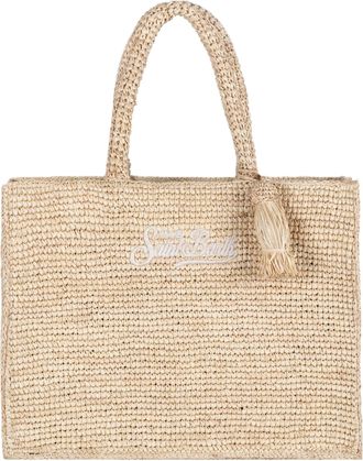 MC2 Saint Barth Rectangular Woven Tote with Embroidered Detail