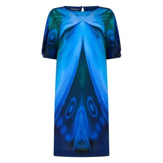 Alberta Ferretti Alberta Ferretti, Short Dresses, female, Blue, Size: L Long Dress with Short Sleeves