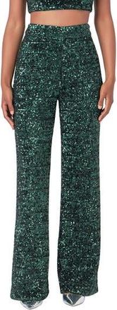 endless rose Sequin High Waist Wide Leg Pants in Emerald at Nordstrom Rack, Size Small