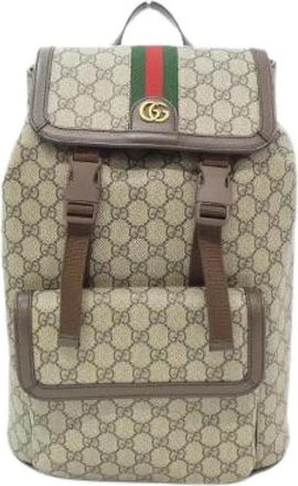 Gucci Pre-owned Ophidia GG Supreme Rugzak - Dames - Vintage Rugzakken - Beige - ONE Size - Vintage