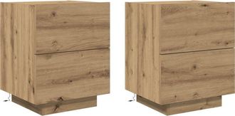 vidaXL Bedside Cabinet with Drawer 2 pcs Artisan oak 45 x 40 x 55 cm Vidaxl