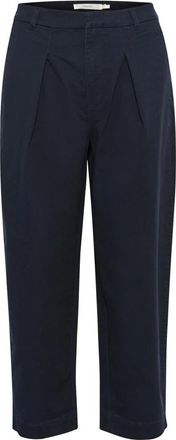 Inwear Marineblauwe Loose Fit Broek met Gebogen Pijpen - Dames - Vrijetijds broeken - Blauw - M - Katoen - Broeken