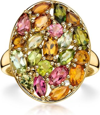 Ross-Simons Multicolored Tourmaline Cluster Ring in 18kt Gold Over Sterling