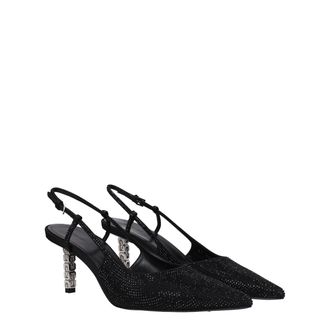 Givenchy Womens Rhinestone-Embellished Fabric Heel Black Upper Leather