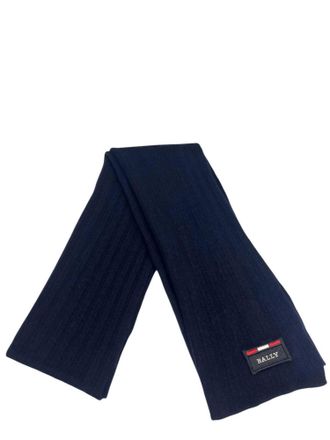Bally Mens Knit Wool Scarf In Blue