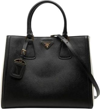 Prada Pre-owned Saffiano Satchel - Dames - Vintage Shopper - Zwart - ONE Size - Leer - Vintage