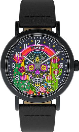 Timex Weekender Day Of The Dead Mens Black Watch TW2Y15900 Leather - One Size