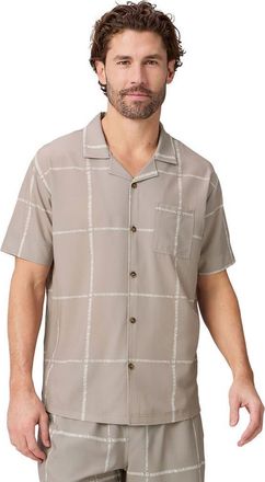Fabletics Mens The Cabana Button Up in Brutalist Khaki Tropi Check at Nordstrom, Size Xx-Large