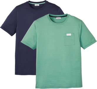 Bonprix T-Shirt BONPRIX, Herren, Gr. 60/62 (XXL), gr&uuml;n (salbeigr&uuml;n, dunkelblau), Obermaterial: 100% Baumwolle, unifarben, regular fit, Rundhals, Shirts T-Shir