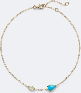 Shay Jewelry Riviera 18kt gold anklet with turquoise and diamond