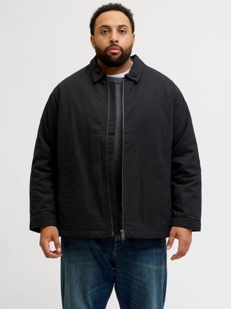 Jack & Jones Plus Size Outdoorjacke JJEDOVER WORKER JACKET SN PLS, Herren, Gr. 4XL, schwarz, Web, Obermaterial: 100% Baumwolle, JACK & JONES PLUSSIZE, unifarben, regular fit