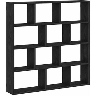 vidaXL Estante Cubo De Pared 12 Compartimentos Madera Ingenier&iacute;a Negro Vidaxl