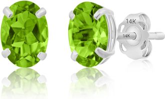 MAX + STONE 14k Yellow or White Gold 7x5mm Oval Stud Earrings with Push Backs