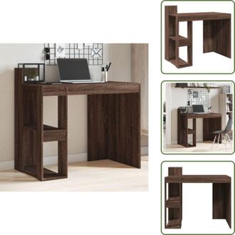 vidaXL Scrivania in legno multistrato - vidaXL Scrivania Rovere Marrone 103,5x56,5x94 cm in Legno Multistrato - Scrivania salvaspazio