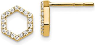 Diamond2Deal 1/5 ct Lab Grown Diamond Hexagon Stud Earrings 14k Gold V-S, D-E