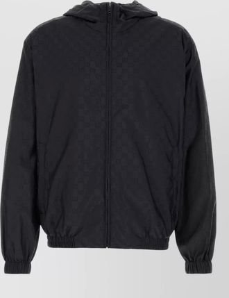 Gucci nylon hooded jacket embroidered elastic cuffs