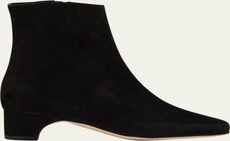 Manolo Blahnik Tolarc Suede Zip Ankle Booties