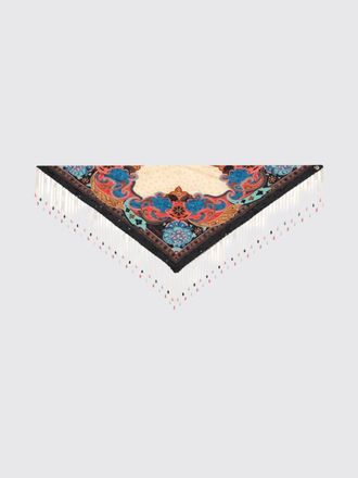 Etro Foulard Etro in seta stampa Paisley con frange di perline