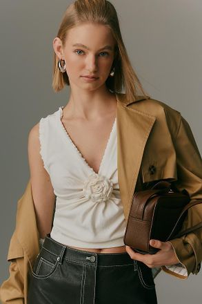 Maeve Rosette V-Neck Sleeveless Top