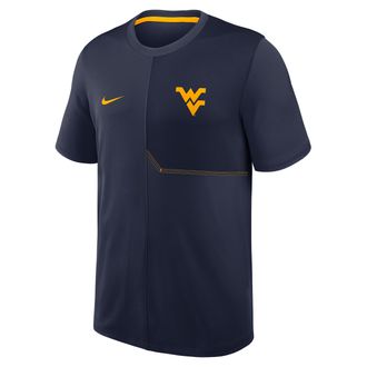 Nike West Virginia Sideline Coach Nike Mens Dri-FIT College Top in Blue | 03B219MCWVN-GQK