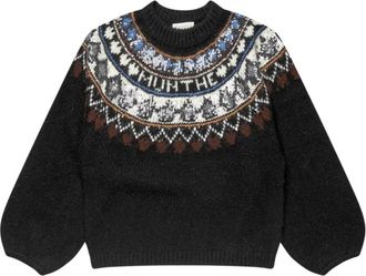 Munthe Vaffie Knit - Dames - Ronde hals truien - Zwart - XS - Wol - Truien & Vesten
