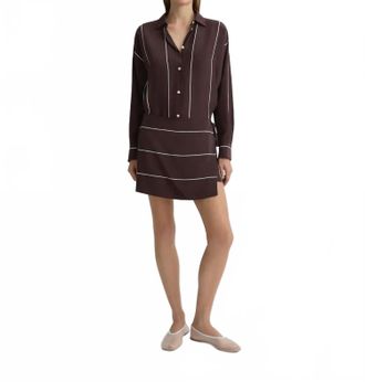 Bondi Born Orta Silk Wrap Mini Dress In Mocha Stripe