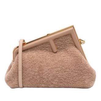 Fendi Pre-owned Clutches, female, Brown, Size: ONE SIZE Pre-owned Shearling Crossbody Bag