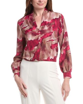 Misook Misook Woven Watercolor Print Blouse