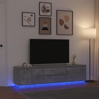 Berkfield Home TV Cabinet with LED Lights Concrete Grey 193.5x41x50 cm