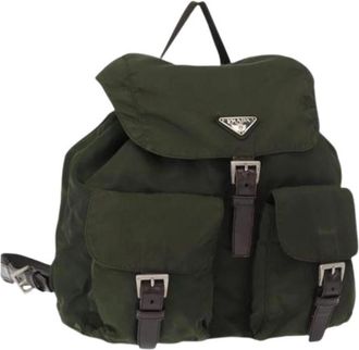 Prada Pre-owned Nylon Rugzak - Dames - Vintage Rugzakken - Groen - ONE Size - Nylon - Vintage