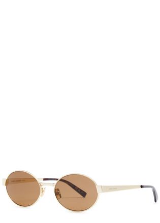 Saint Laurent Oval-frame Womens Designer Sunglasses - Gold - One Size