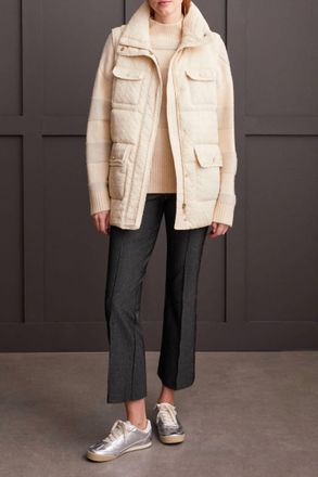 Tribal Quilted Mock Neck Vest In Moonstone