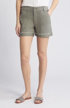 Wit & Wisdom AbSolution Frayed Patch Pocket High Waist Twill Shorts in Laurel Oak at Nordstrom, Size 18