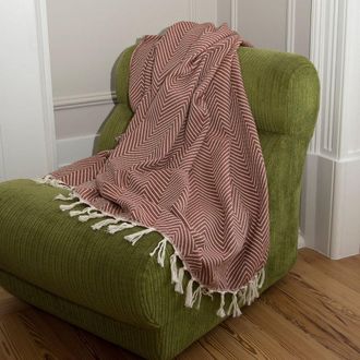 Febronie Manta plaid algod&oacute;n rojo tejas 160x250