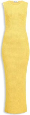 Alaia Kleedjes, Dames, Geel, M, Waffle Godets Midi Jurk