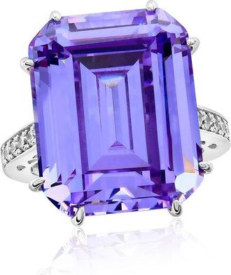 Suzy Levian Suzy Levian Gala Collection Silver Cz Cocktail Ring