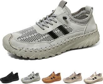 Generic Orthopedic Shoes for Men, Slip On Orthopedic Hiking Shoes,Solid Arch Support,Breathable Mesh Elastic Laces (Gray,11.5)