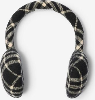 Burberry Check Wool Cashmere Earmuffs, Size: S/M
