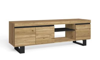 Skraut Home Skraut Home - Mueble De Tv Con Patas naturale Con Patas Roble/negro, Mediano, N&oacute;rdico, 160x40x53cm