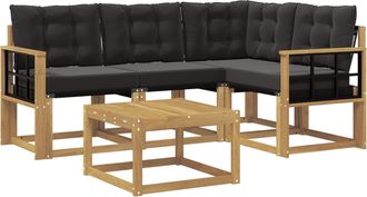 vidaXL Conjunto De Sof&aacute;s De Exterior 5 Uds. Blanco Y Negro Vidaxl