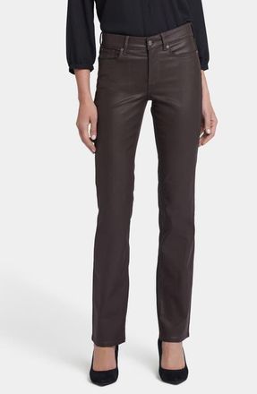 NYDJ Marilyn Coated Straight Leg Jeans in Coffee Bean Coated at Nordstrom, Size 2P