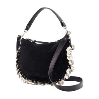 Isabel Marant Womens Pearl-Embellished Calfskin Crossbody Bag Black